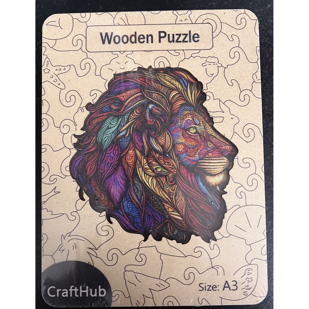 CRAFTHUB Animal Wooden Puzzles for Adults – A3 Lion with 121 Pieces 10.8"x11.4"